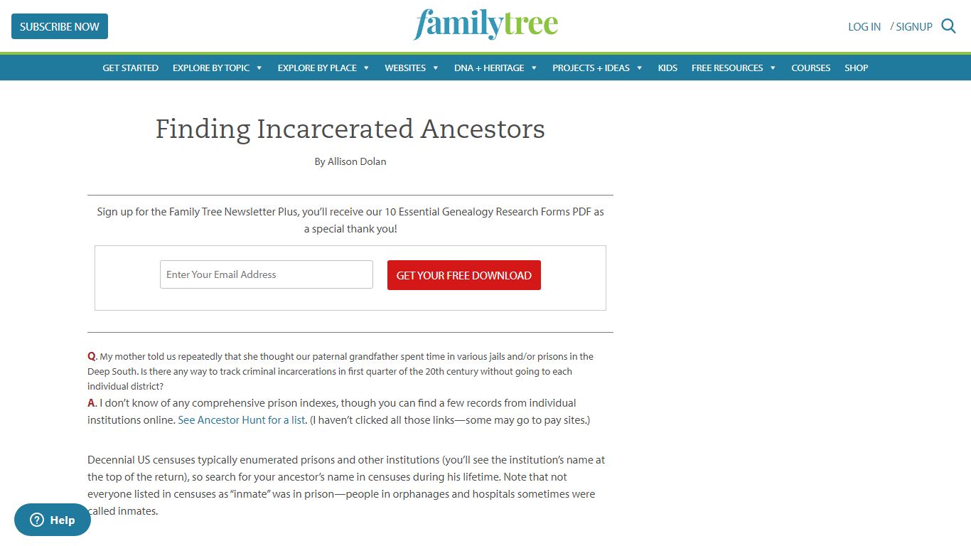 Finding Incarcerated Ancestors - Family Tree Magazine