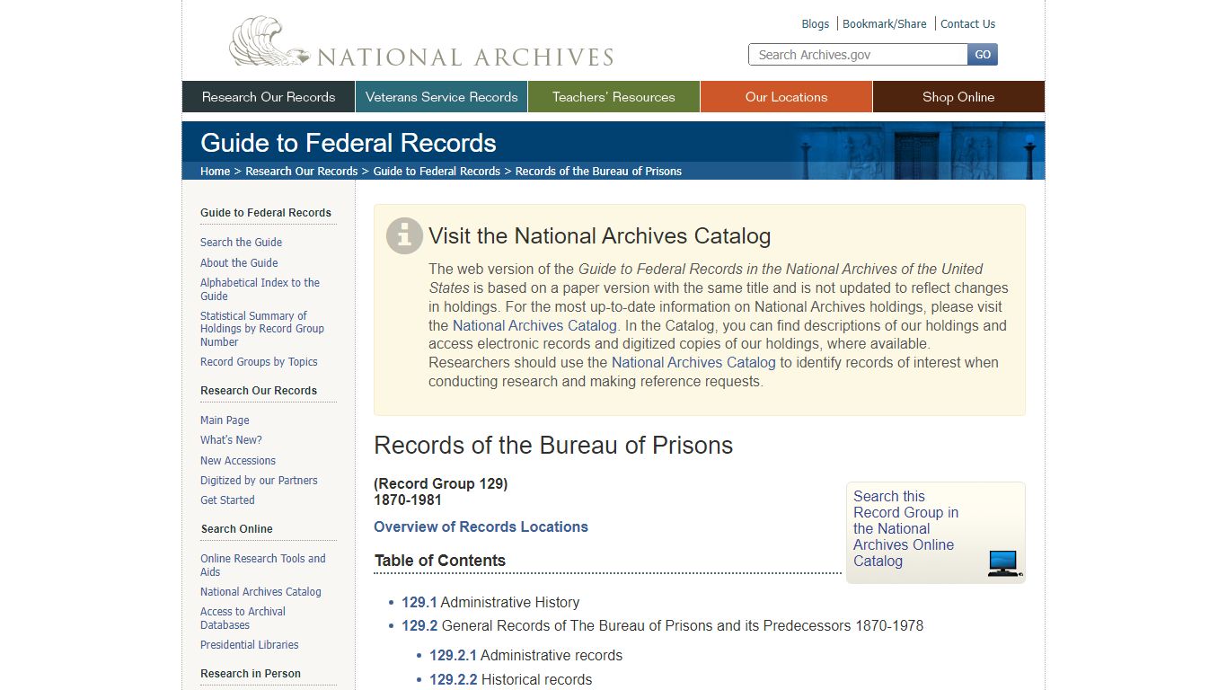 Records of the Bureau of Prisons - National Archives