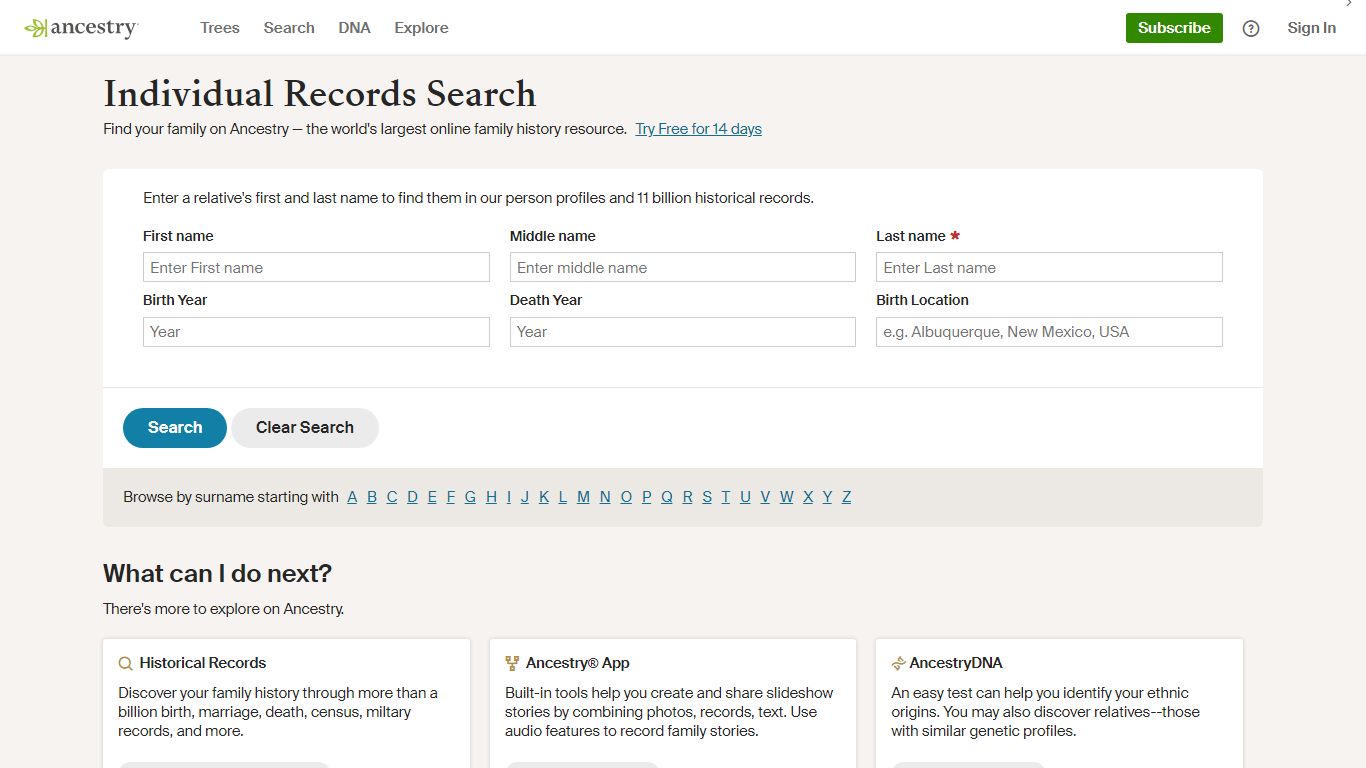 Search for Your Ancestor’s Genealogy Information - Ancestry
